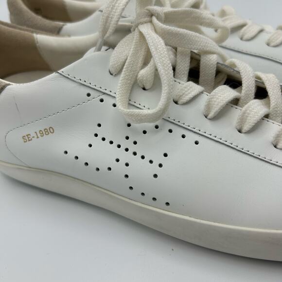 Sam Edelman Aubrie Sneakers 7.5 White Leather Suede Toe Low Top Lace Up Casual - Picture 12 of 14